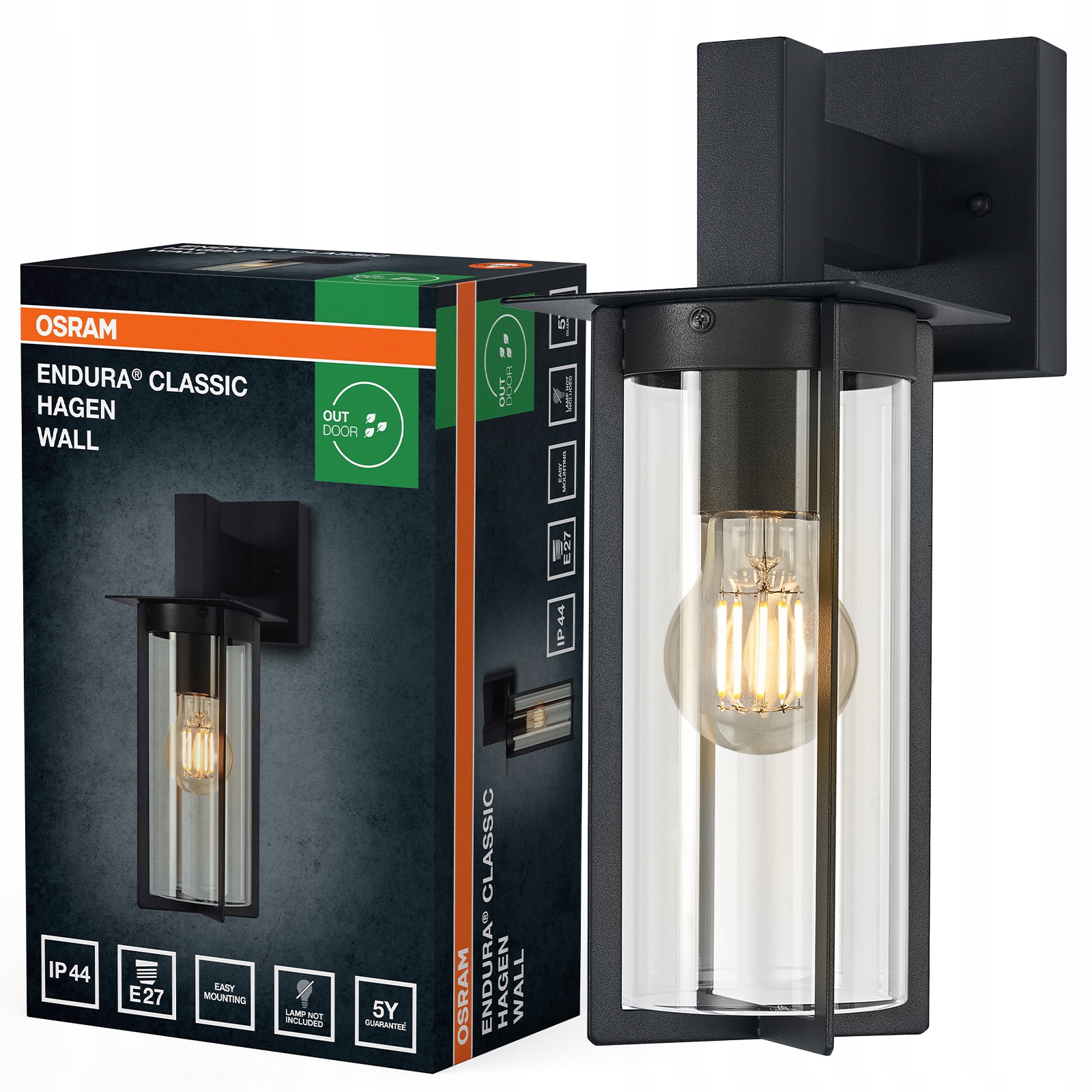 Zahradní nástěnné svítidlo Venkovní fasádní lampa E27 Šedá IP44 Endura Osram