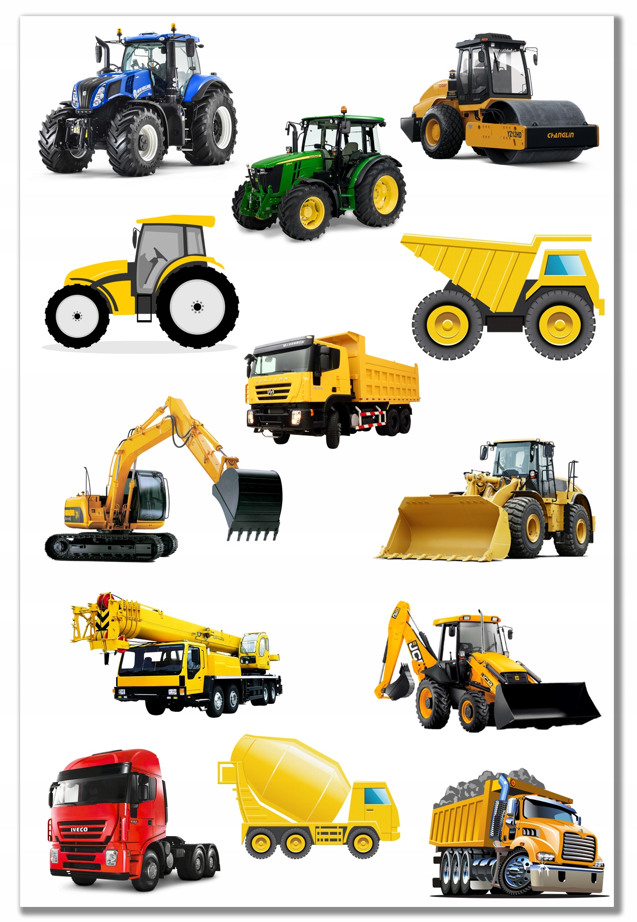 

Naklejki dla dzieci Traktory Koparki Arkusz 10x15