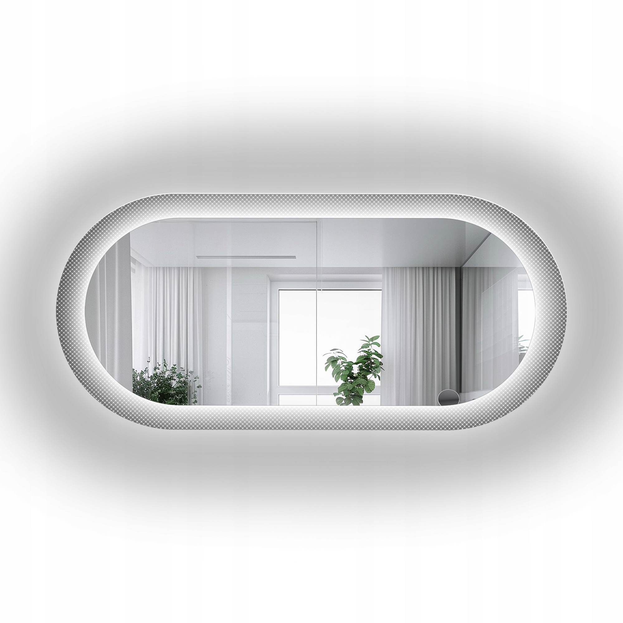 Zrcadlo oválné na skle Luxora Ornate s Led podsvícením 150x60 cm