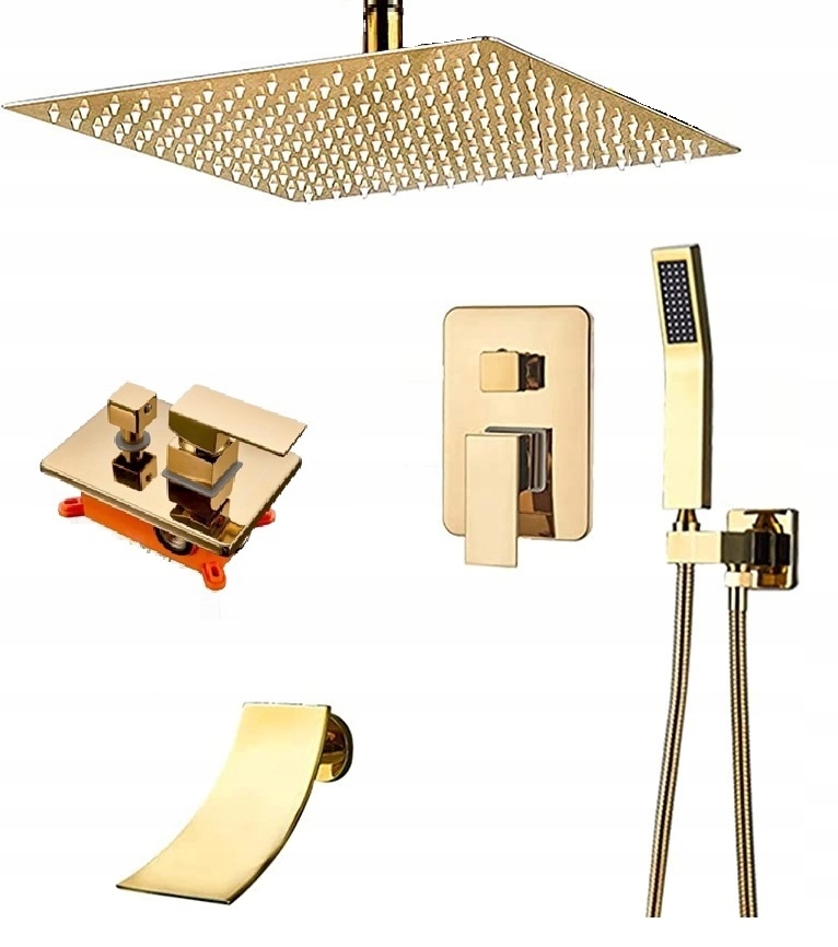 Zlatá sprchová batéria Vodopád Gold Poler 40