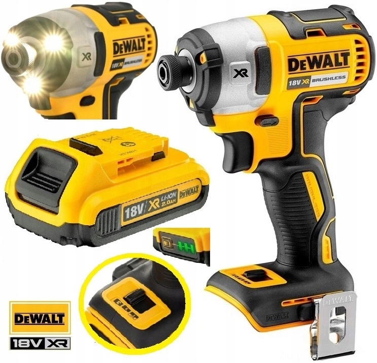 DeWALT DCF887 Zakrętarka Udar 205Nm Xr 18V DCB183 Aku 2.0Ah 2Ah Xr 18V