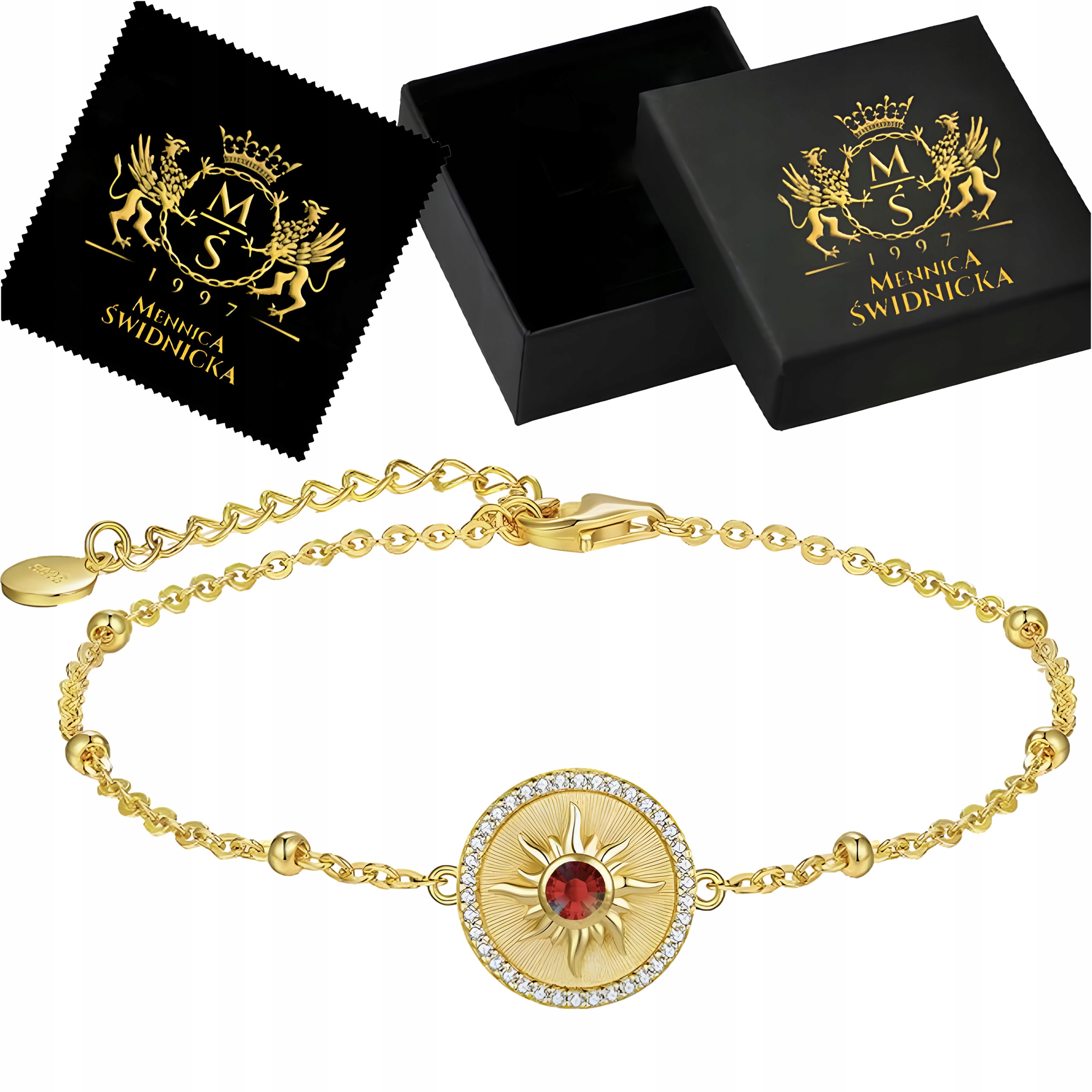 Zlatý náramek Celebrity s zirkony a krystalem Stříbro 925 Gravírování