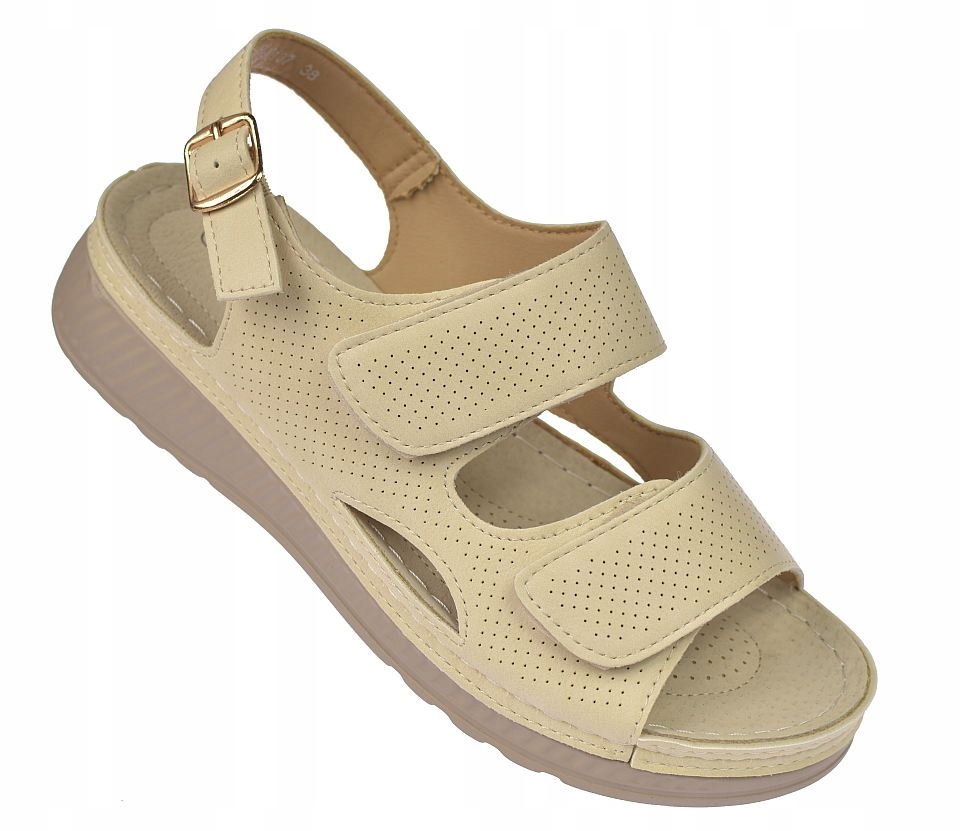 Dámské béžové sandály s lehkým komfortem, vložka na léto S-3-Y137 vel 40