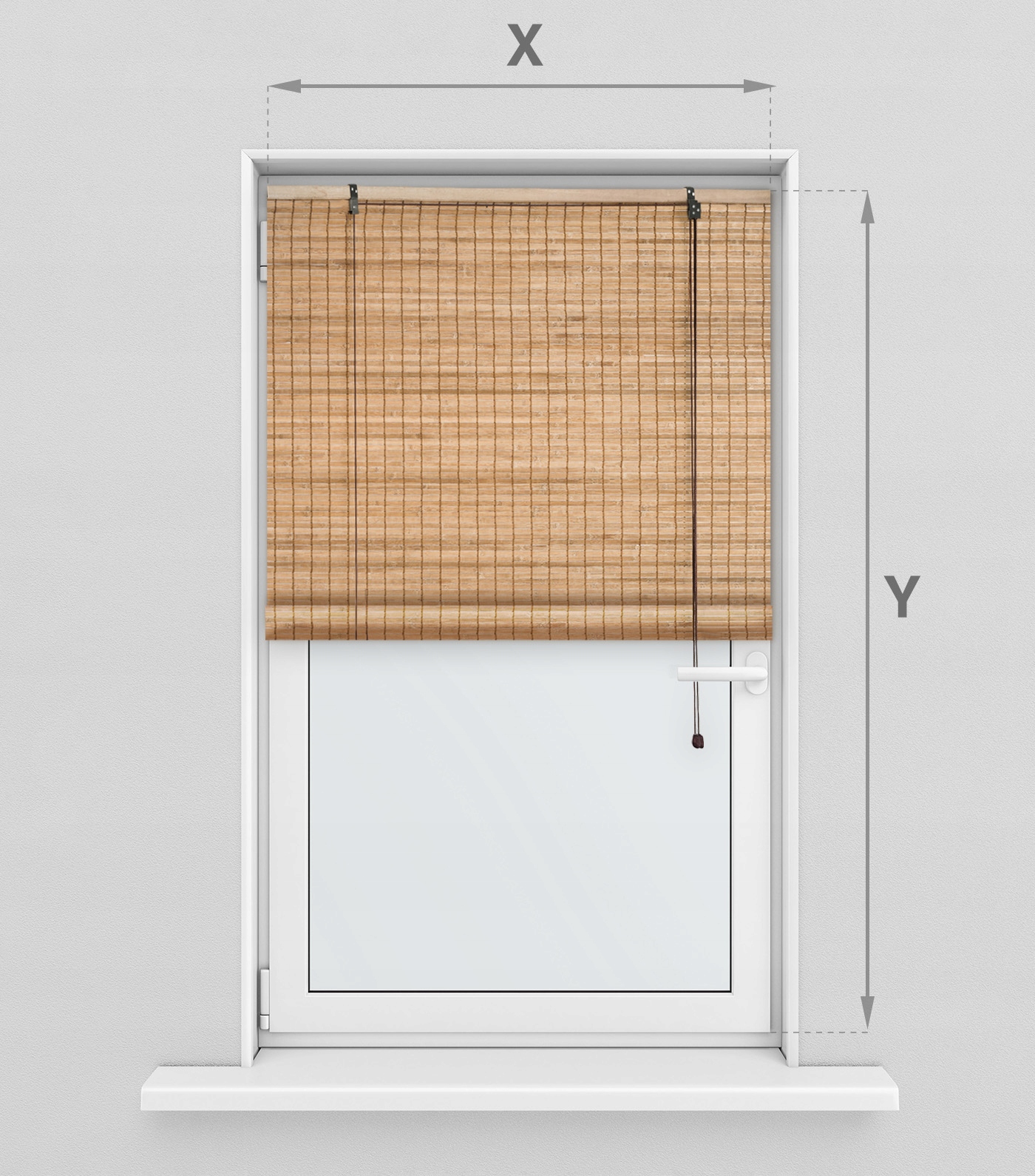 ROLETA BAMBUSOWA ŻALUZJA WEWNĘTRZNA PÓŁZACIEMNIAJĄCA NATURALNY 120x160 cm Kolor dodatkowy brązowy