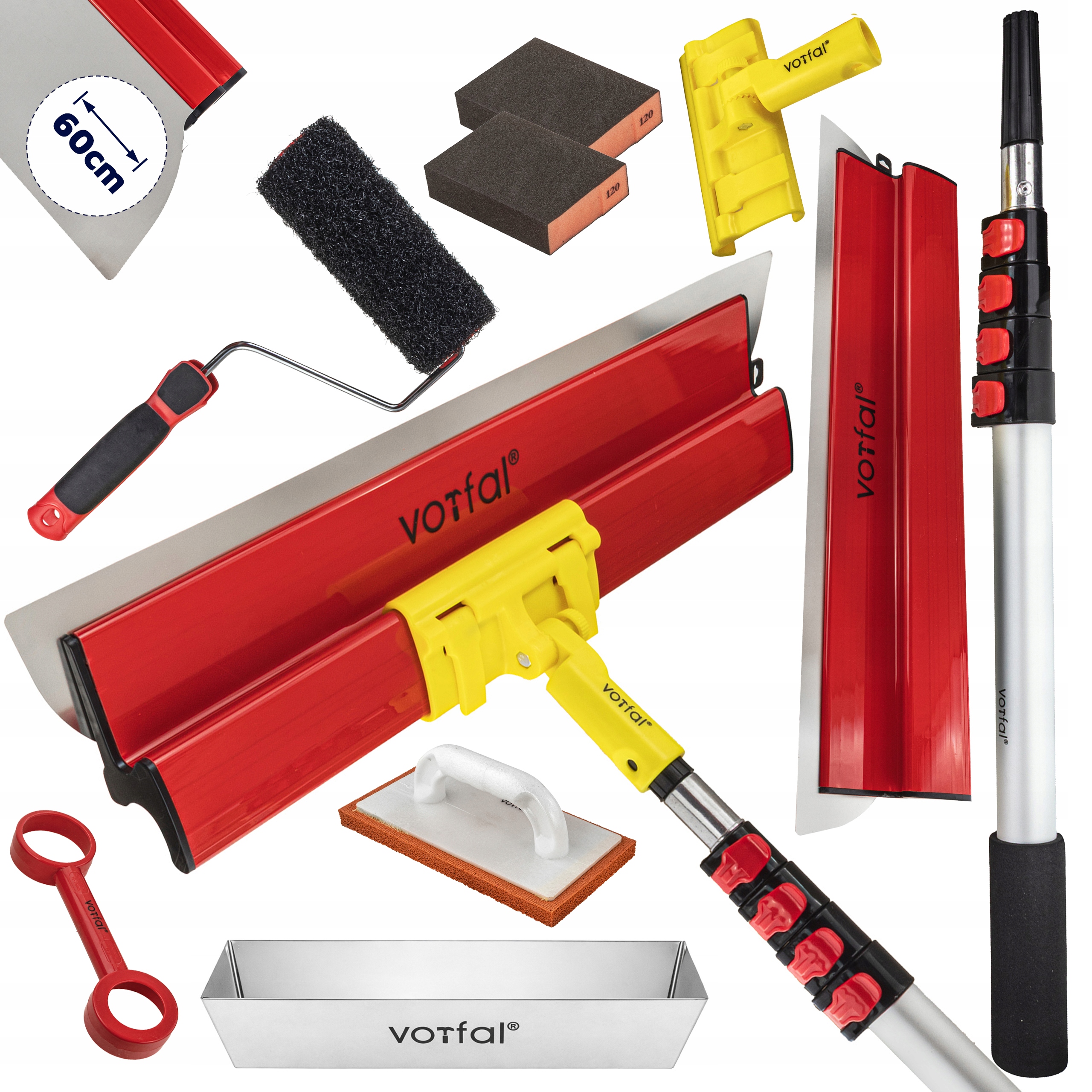 Nůž Na Hladítko Pero Tmel 60 CM Čepel 0.3 M Záchod Váleček Teleskop Profi