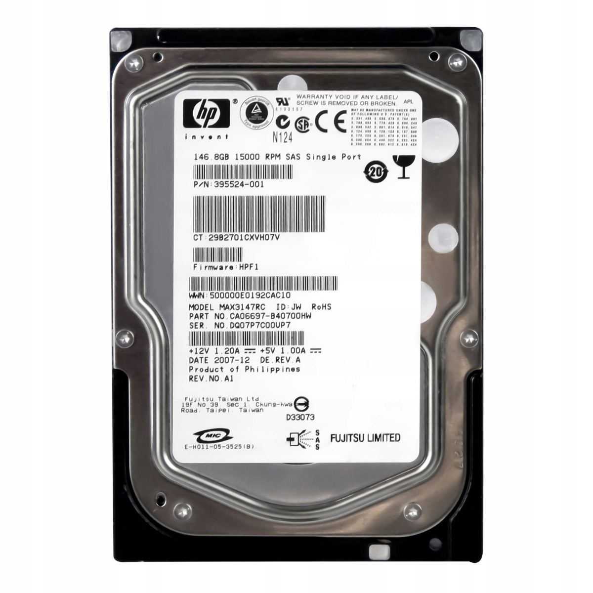 Hp 395524-001 147GB 15K 16MB Sas 3.5'' MAX3147RC