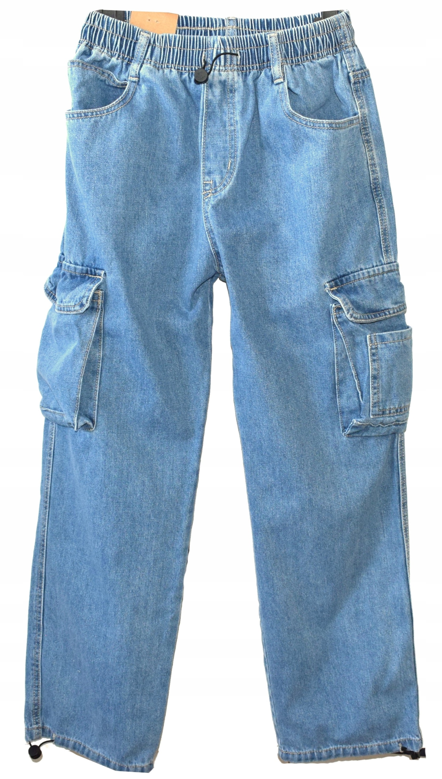 Spodnie jeansowe CARGO Szerokie z kieszeniami na gumce, jeans r.146/152cm Marka Inna marka