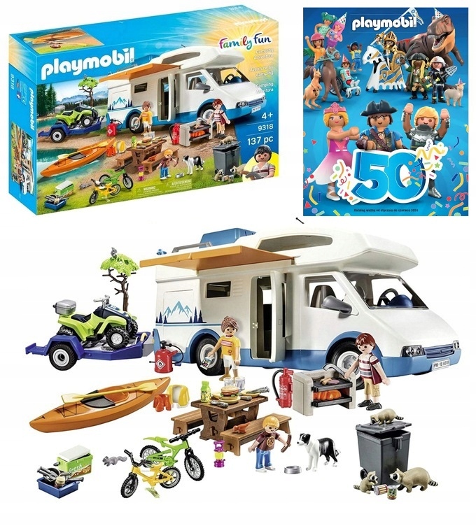 Playmobil Kamper Rodzinne Auto Kempingowe Przyczepa Wycieczka Kamperem 9318