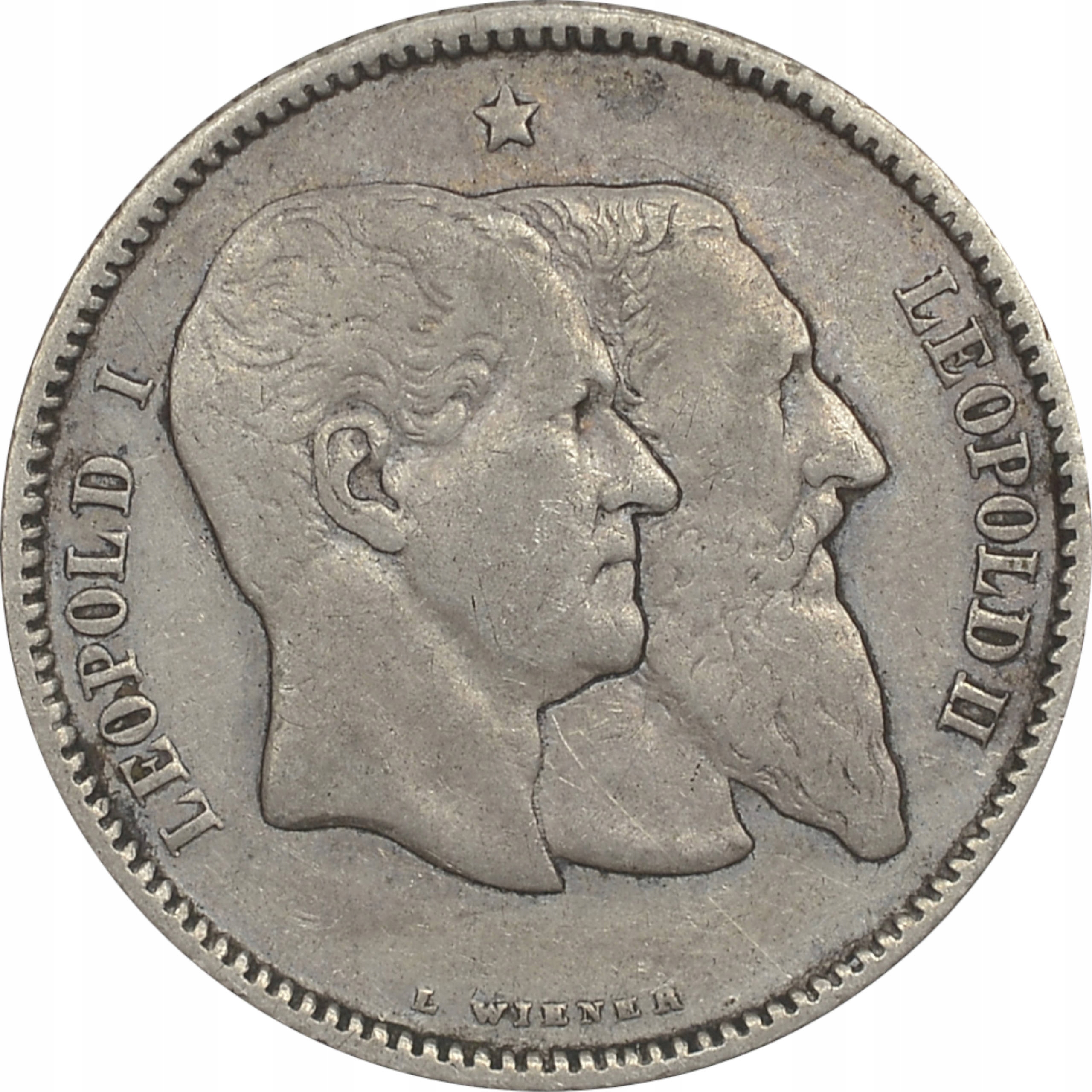 14.cs.BELGIA, 1 FRANK 1880 50 L.NIEPODLEGŁOŚCI