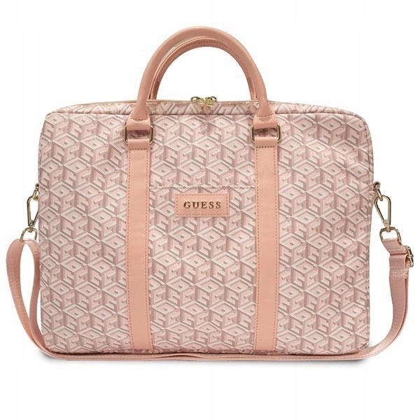Taška Guess GCube Stripes na notebook 16" růžová