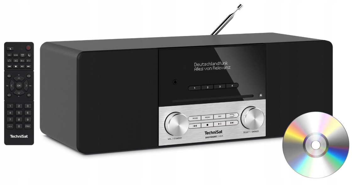 Stacionárne rádio TechniSat DIGITRADIO3ASA Dab+ CD Bluetooth Čierno-strieborné