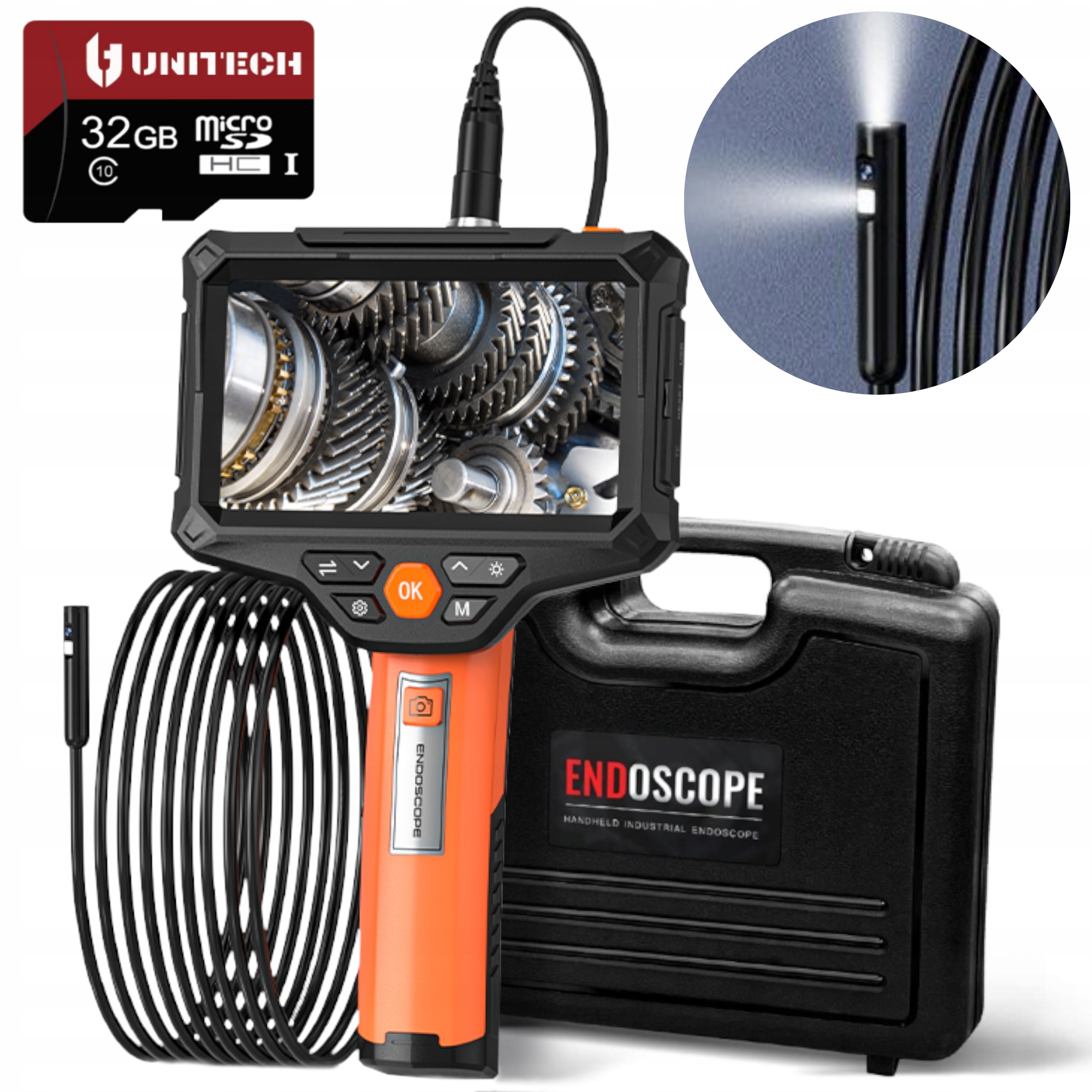 Dílenská Inspekční Kamera 5 m Endoskop 5,5 mm Pro Motor 32 Gb Sd Karta