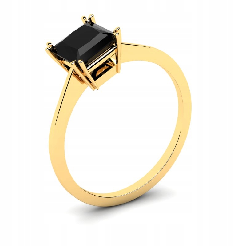 

Pierścionek Złoty Klasyczny Z Czarną Cyrkonią 6MM