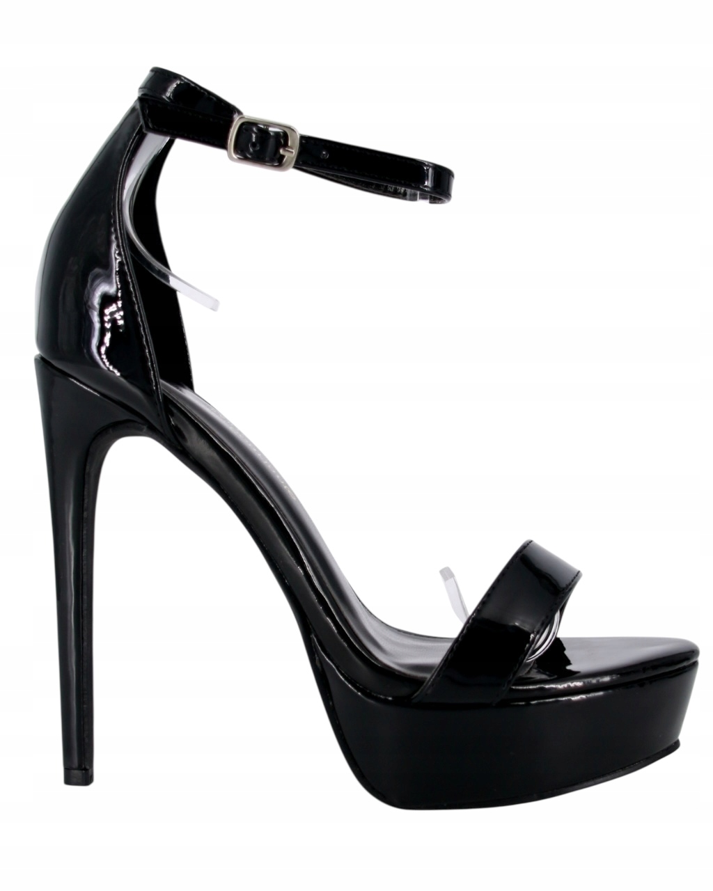 Sexy Černé Sandály Na Podpatku 13 cm Platforma Lakované Boty 38