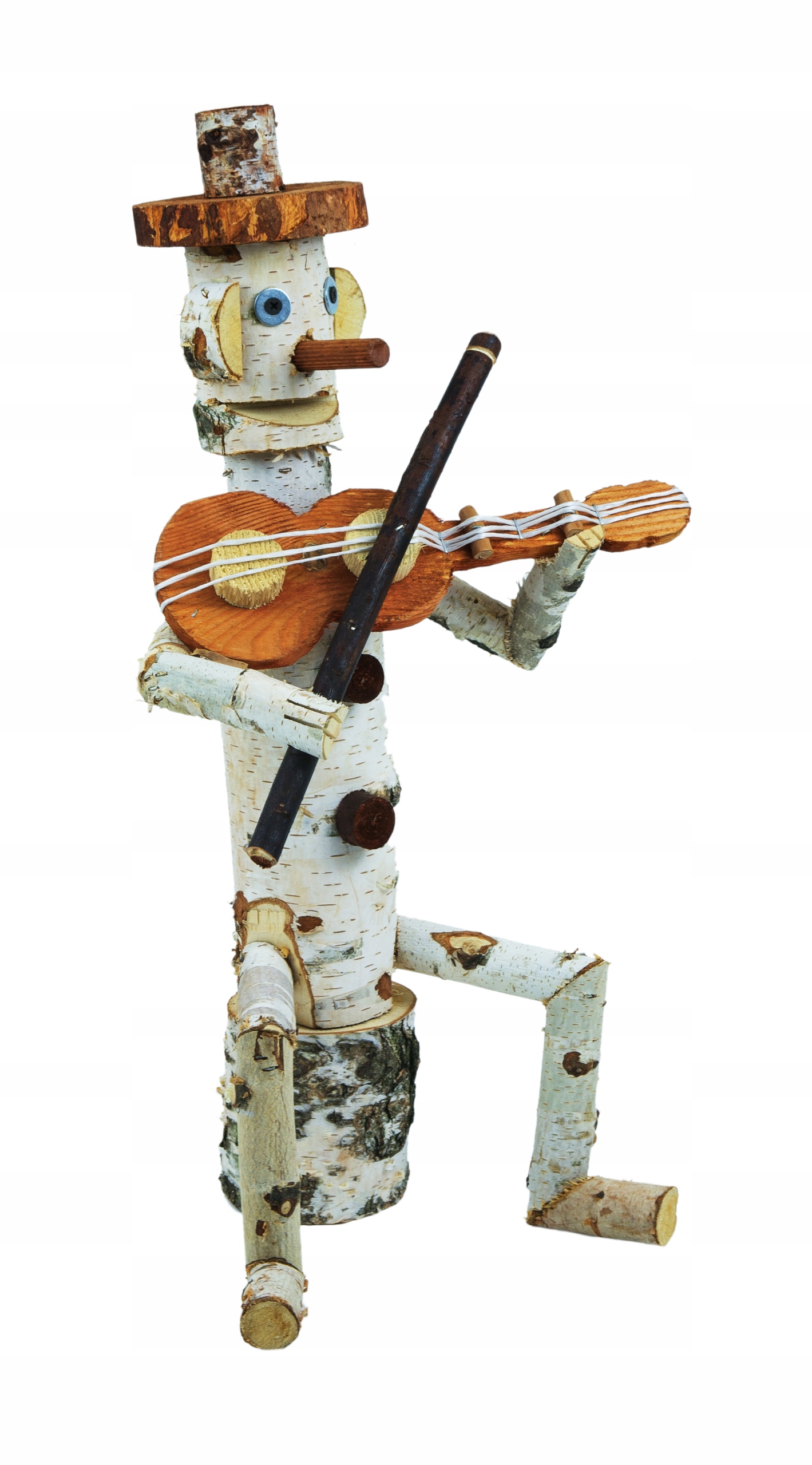 

Figurka drewniana do ogrodu brzozy 55cm Gitarzysta