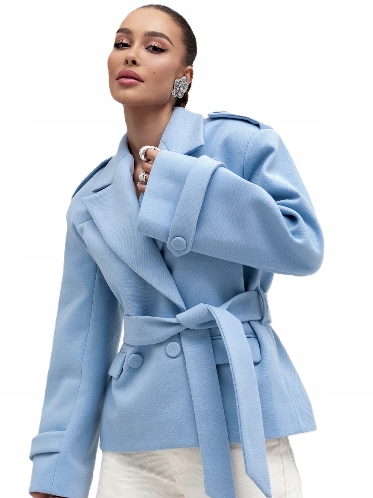 Cocomore Krátký kabát s jedličkou Bunda s páskem Modrá 38/M 40/L