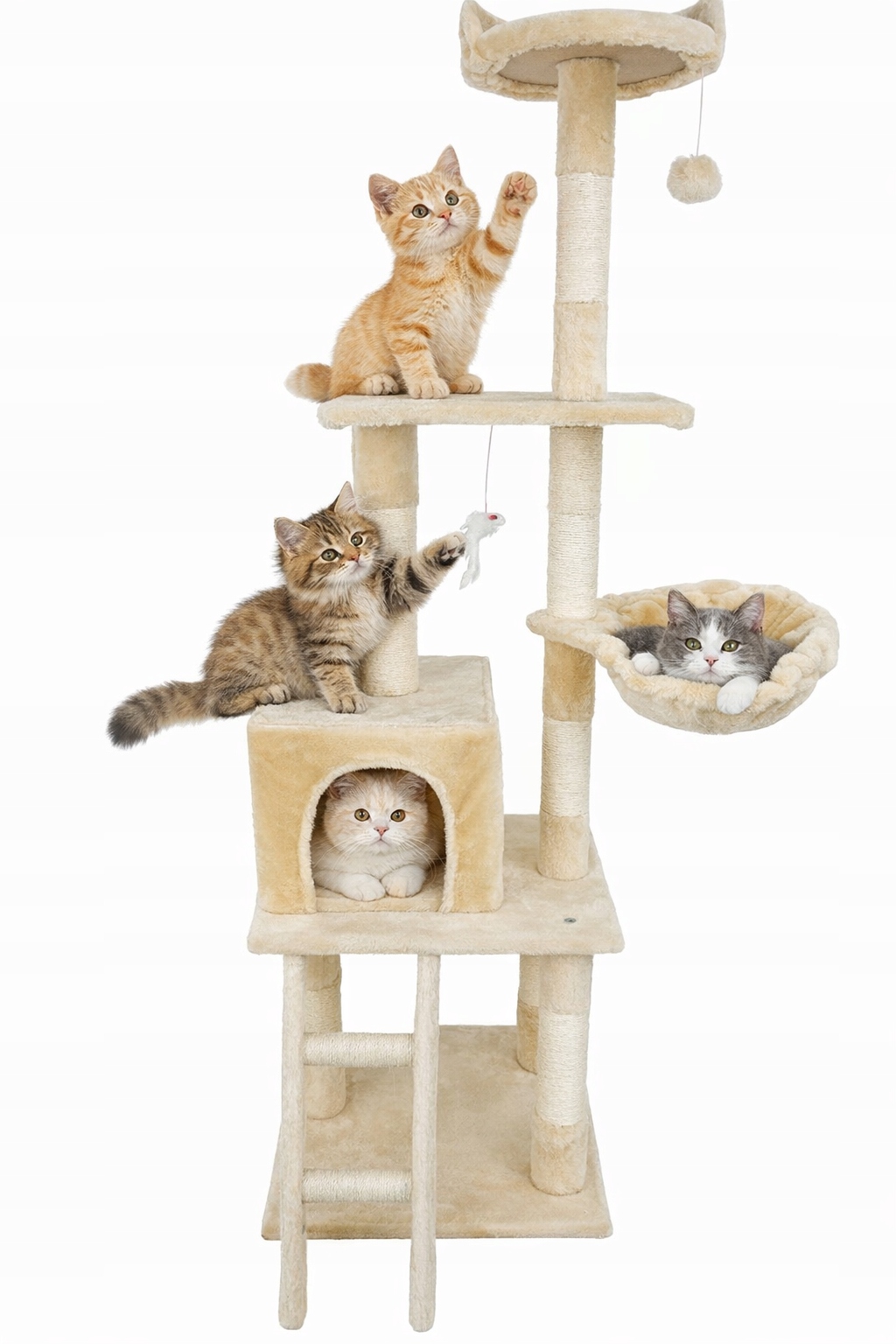 Velké Vysoké Škrabadlo Pro Kočky Kočky Věž Pelíšek Domeček Světle Béžový