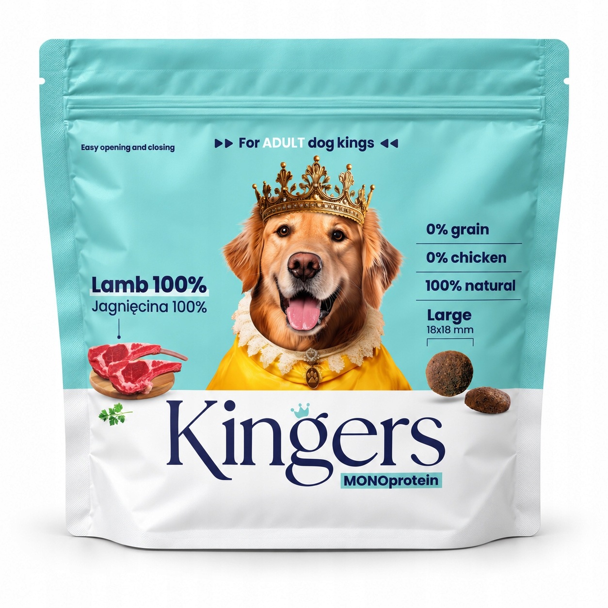 Kingers Suché Krmivo Středně velké plemeno Monoproteinové jehněčí maso 10 kg