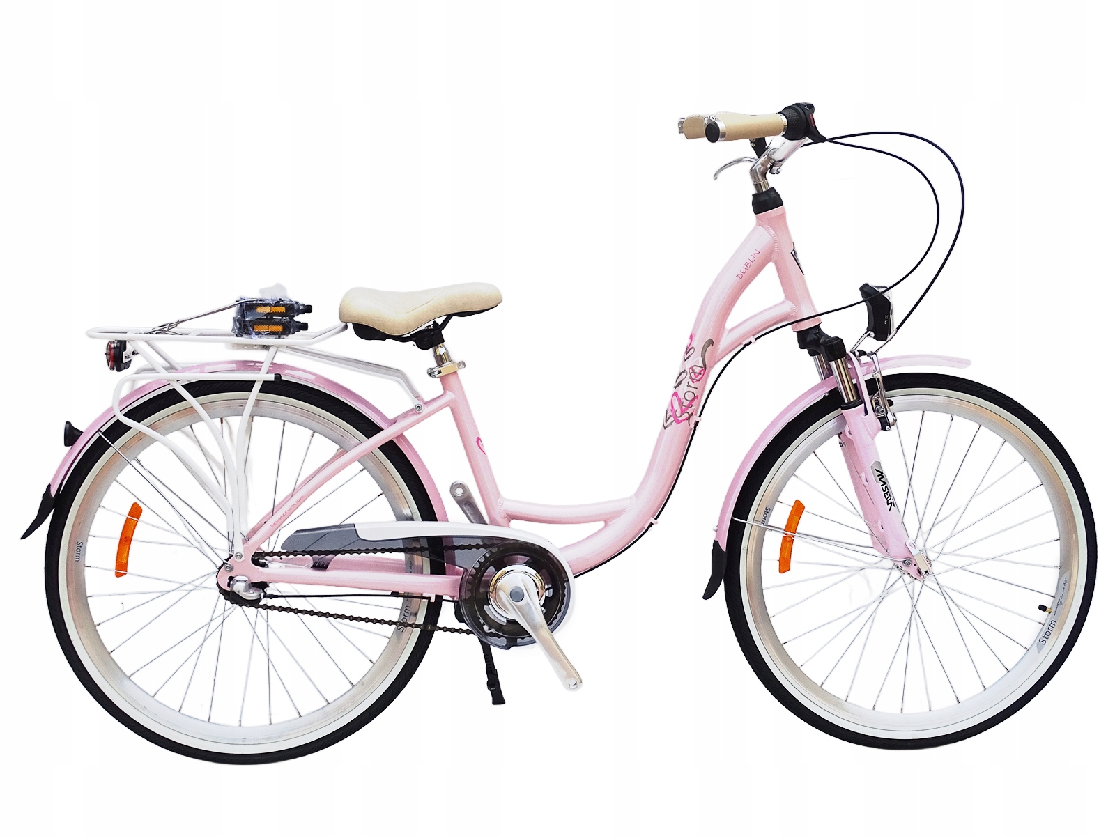 Rower Storm Dublin 26 3-BIEGOWY Aluminiowy Różowy Połysk Amortyzowany