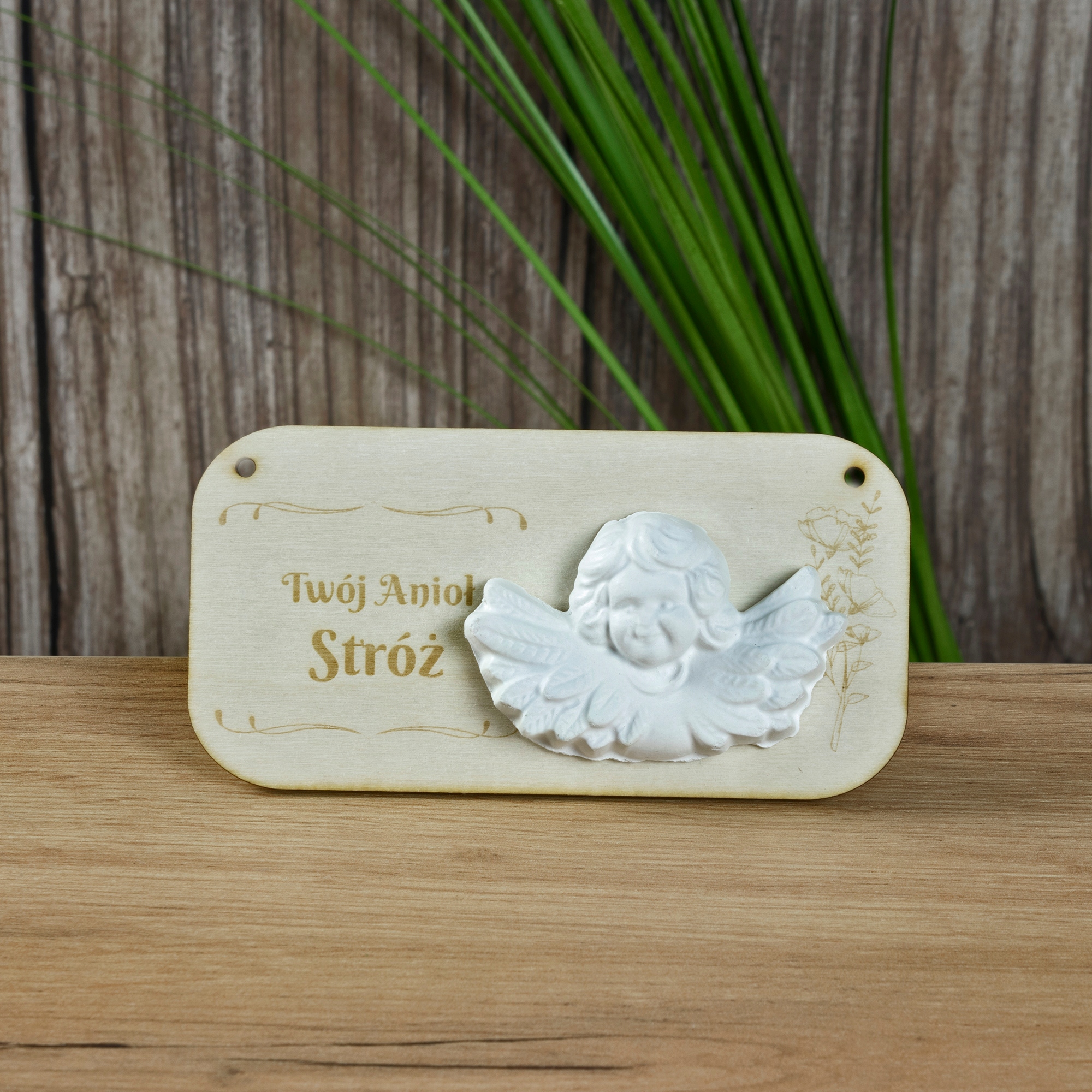 TABLICZKA GRAWER ANIOŁEK GIPS CHRZEST KOMUNIA Kod producenta LAS-018_ANIOL-PLASKI