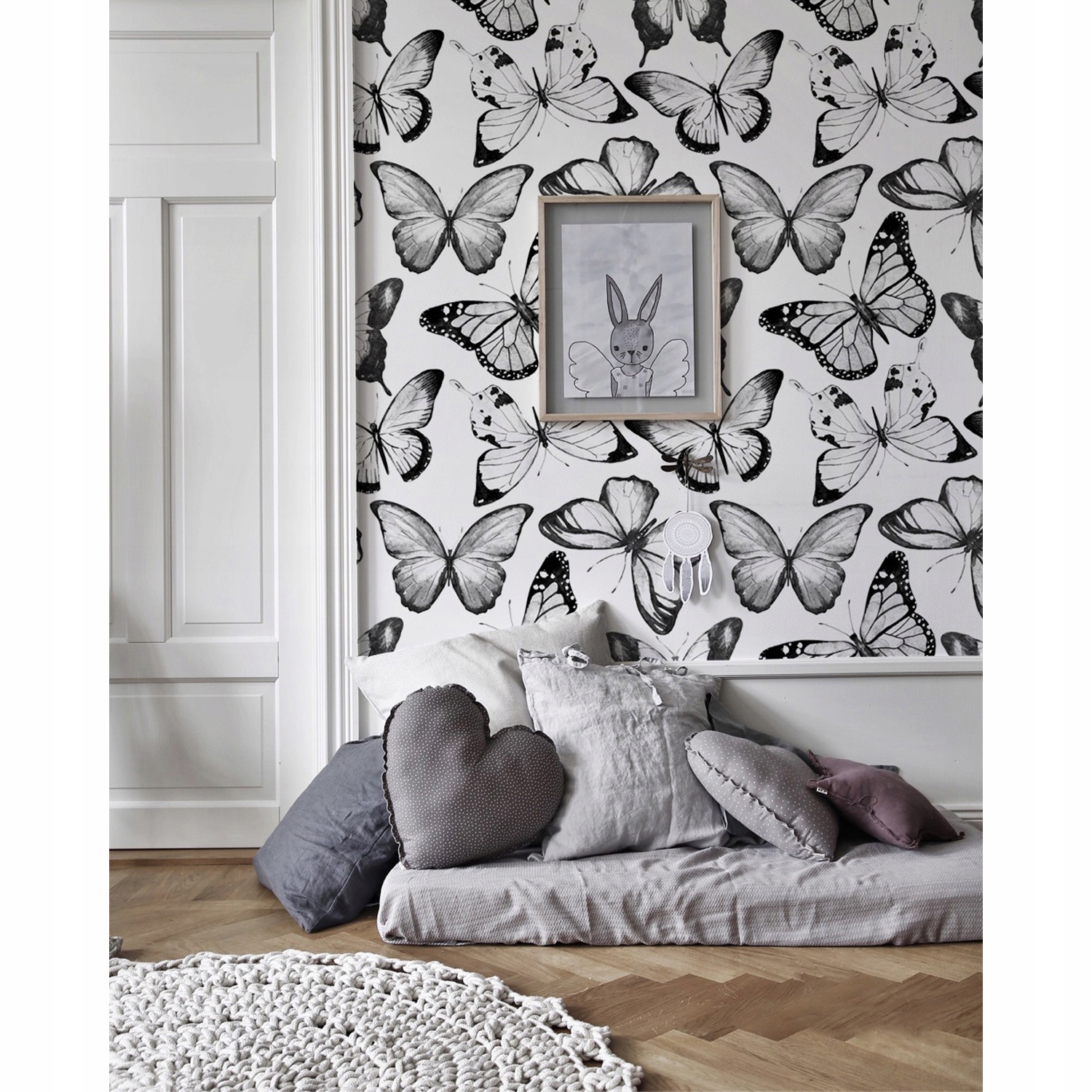 

Fototapeta Czarno-biały akwarelowy motyl 290x290cm