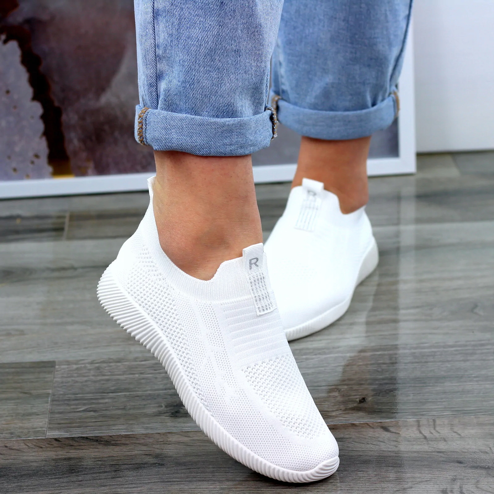 BIAŁE ADIDASY BUTY SPORTOWE SLIP ON DAMSKIE LEKKI7 Marka inna