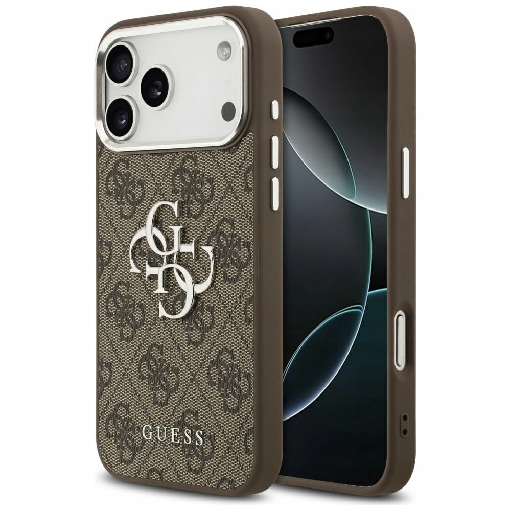 Pouzdro Guess 4G Big 4G Classic Logo pro iPhone 17 Pro Max, hnědý stříbrný kryt