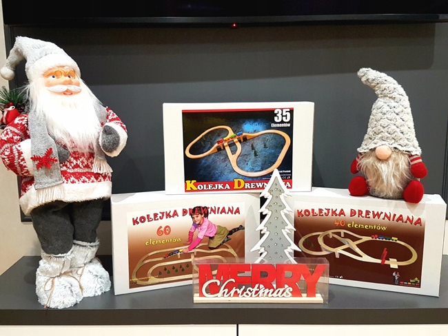 KOLEJKA DREWNIANA - MIX 135 ELEMENTÓW - PRODUCENT ! (Christmas Edit)