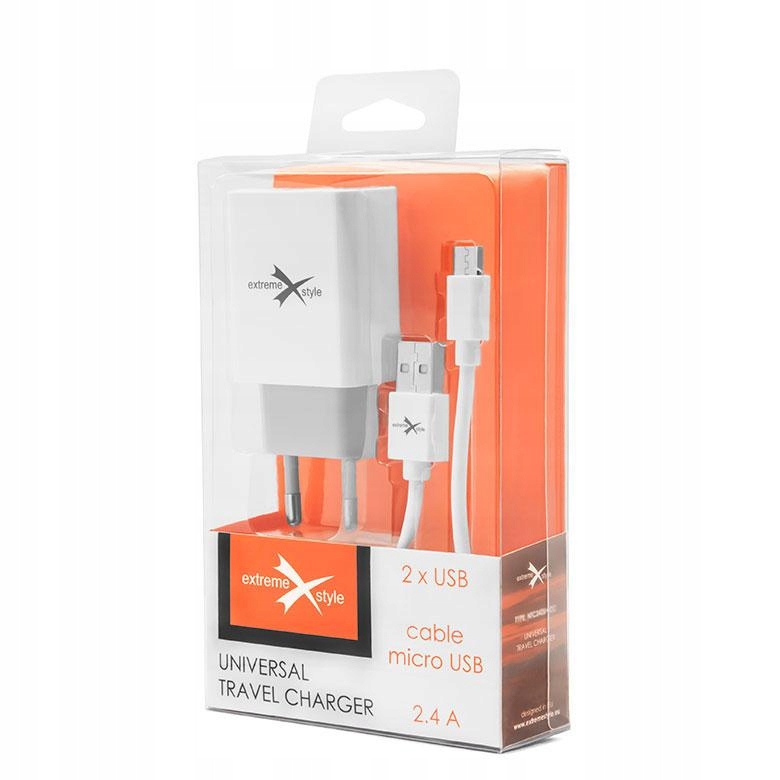 

Ładowarka sieciowa 2xUSB 2.4A + kabel microUSB