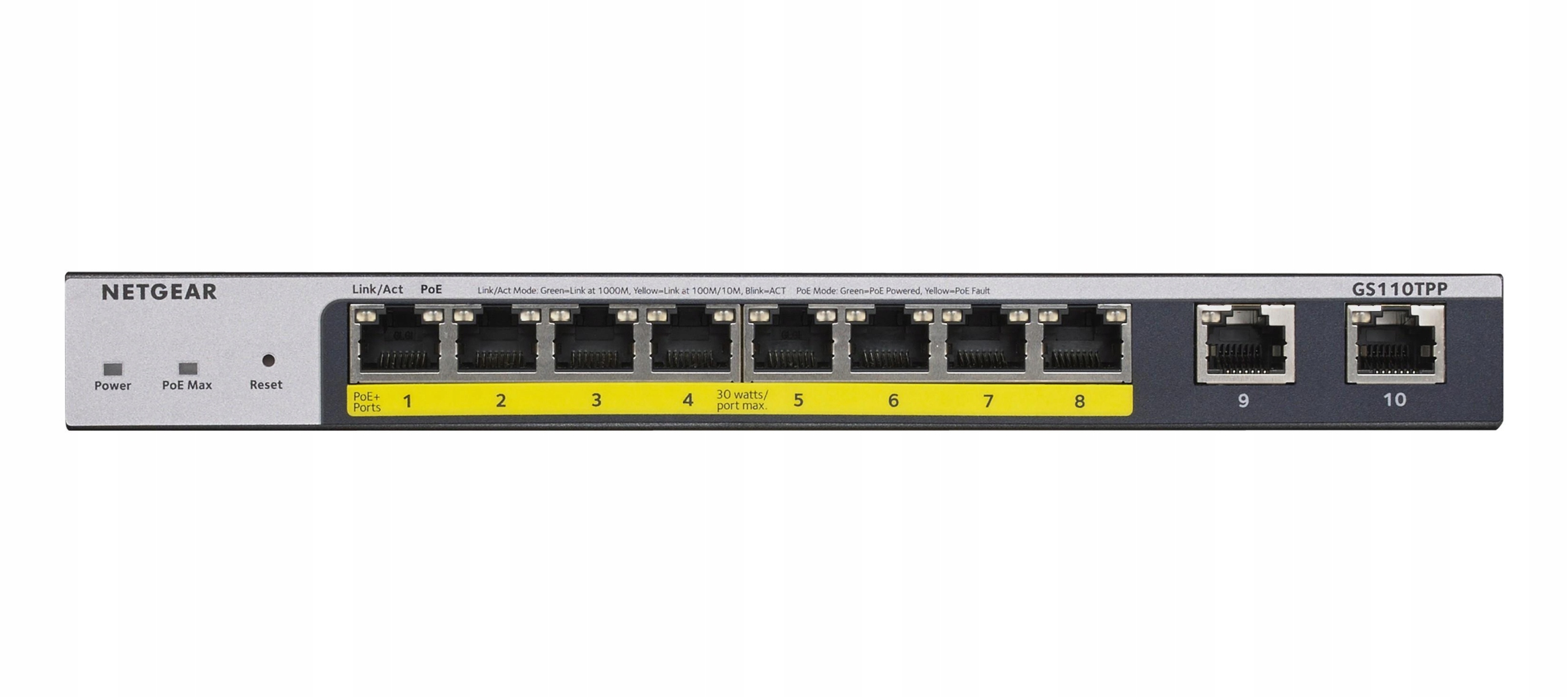 

Netgear Switch Smart GS110TPP 8x1Gb PoE+(120W)