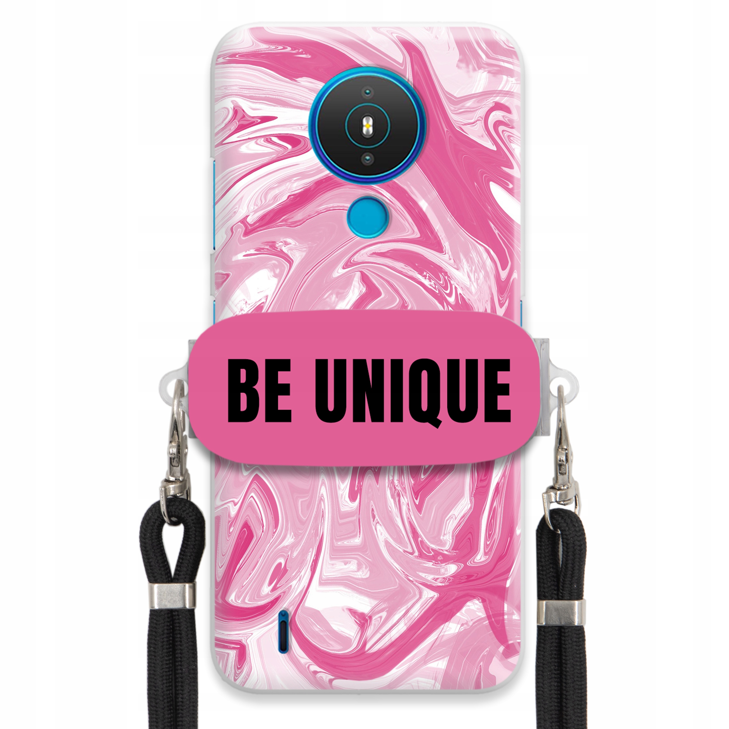 Puzdro pre Nokia 1.4 Puzdro držiak šnúrka Čierna ružová Mramor Unique