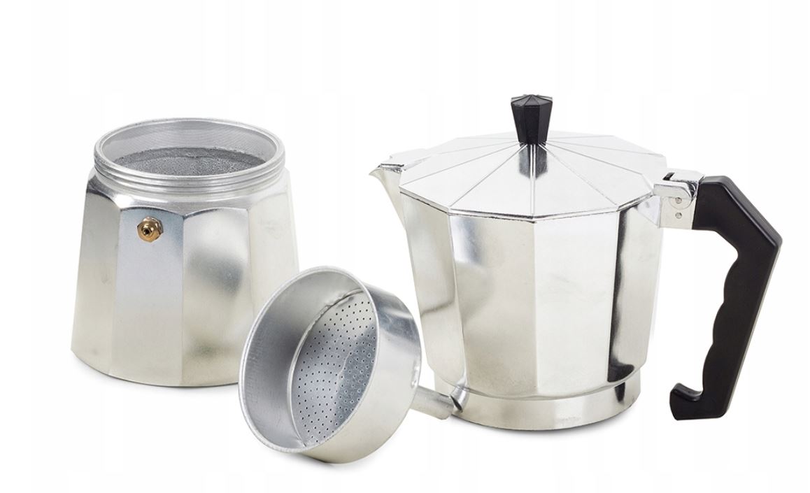 KAWIARKA ALUMINIOWA 450 ML KUCHENKA GAZOWA, ELEKTRYCZNA 1 RAZ - 9 FILIŻANEK