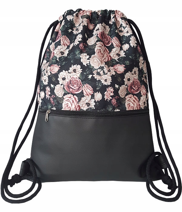 PLECAK WOREK WORKOPLECAK DAMSKI Z KIESZENIA KWIATY