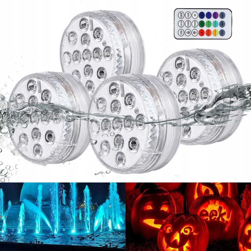 4x Lampa Do Bazénu Podvodní Led Osvětlení Voděodolná S Dálkovým Ovládáním