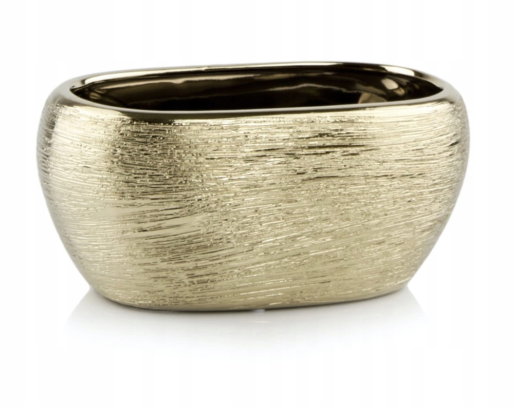 DONICZKA OSŁONKA CERAMICZNA ZŁOTA RYNNA PRZECIERANA DO KWIATÓW