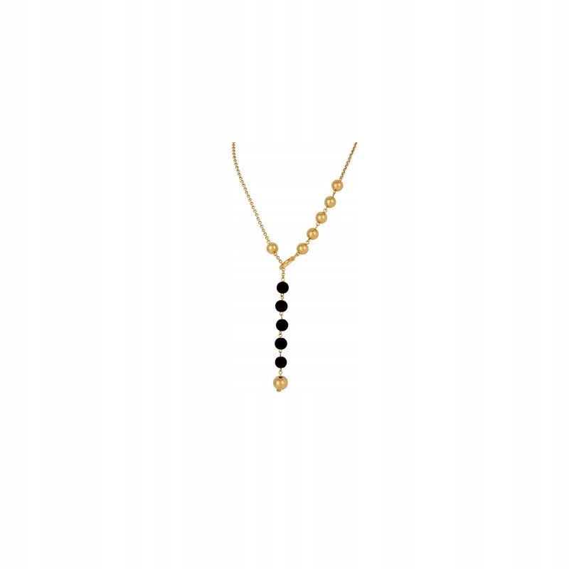 Krásný náhrdelník s pozlacenými kuličkami a onyxy C23/KOR/178/1Au