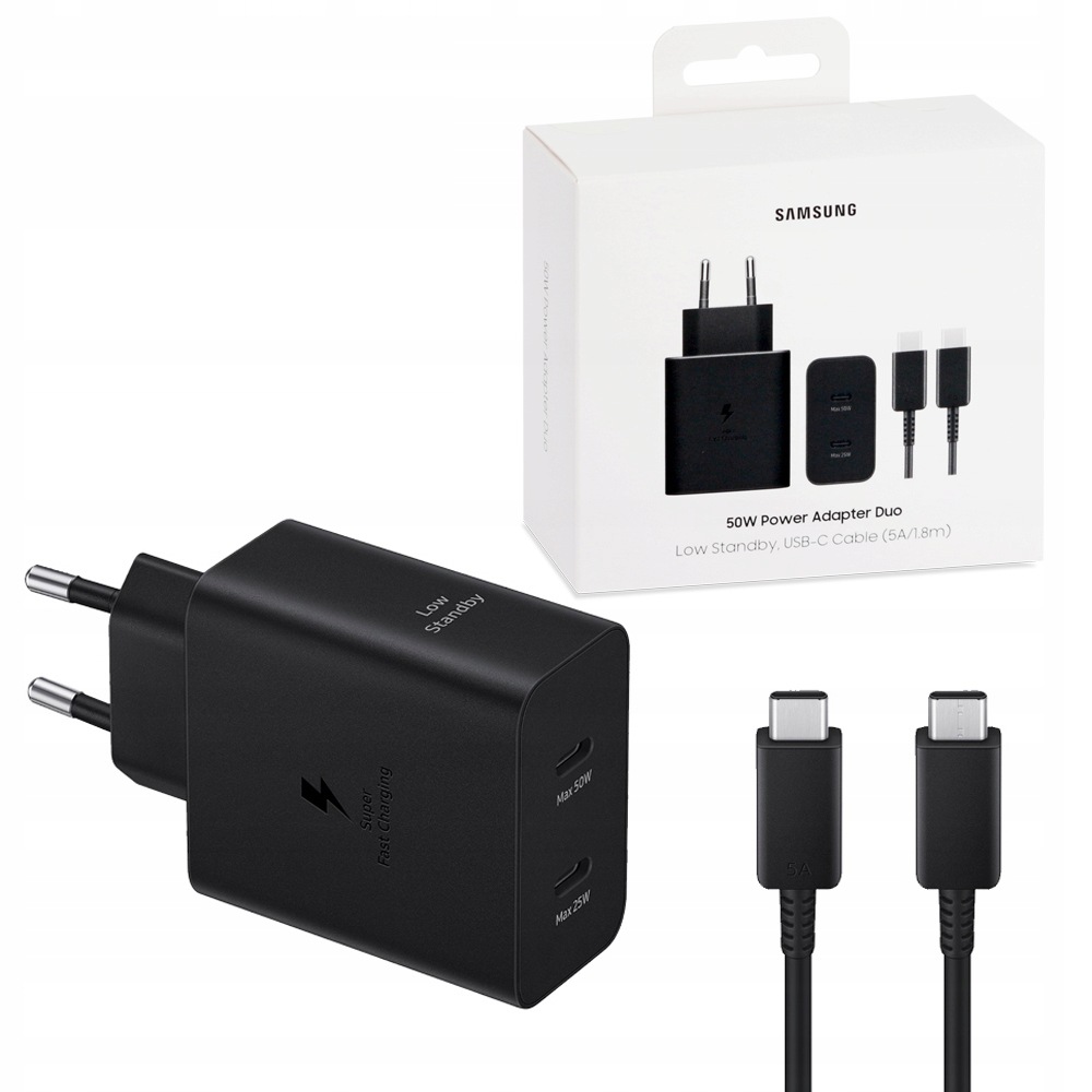 Nabíječka Samsung 2xUSB-C 50W Pd Sfc kabel pro Galaxy S26 S26+ Ultra Flip8