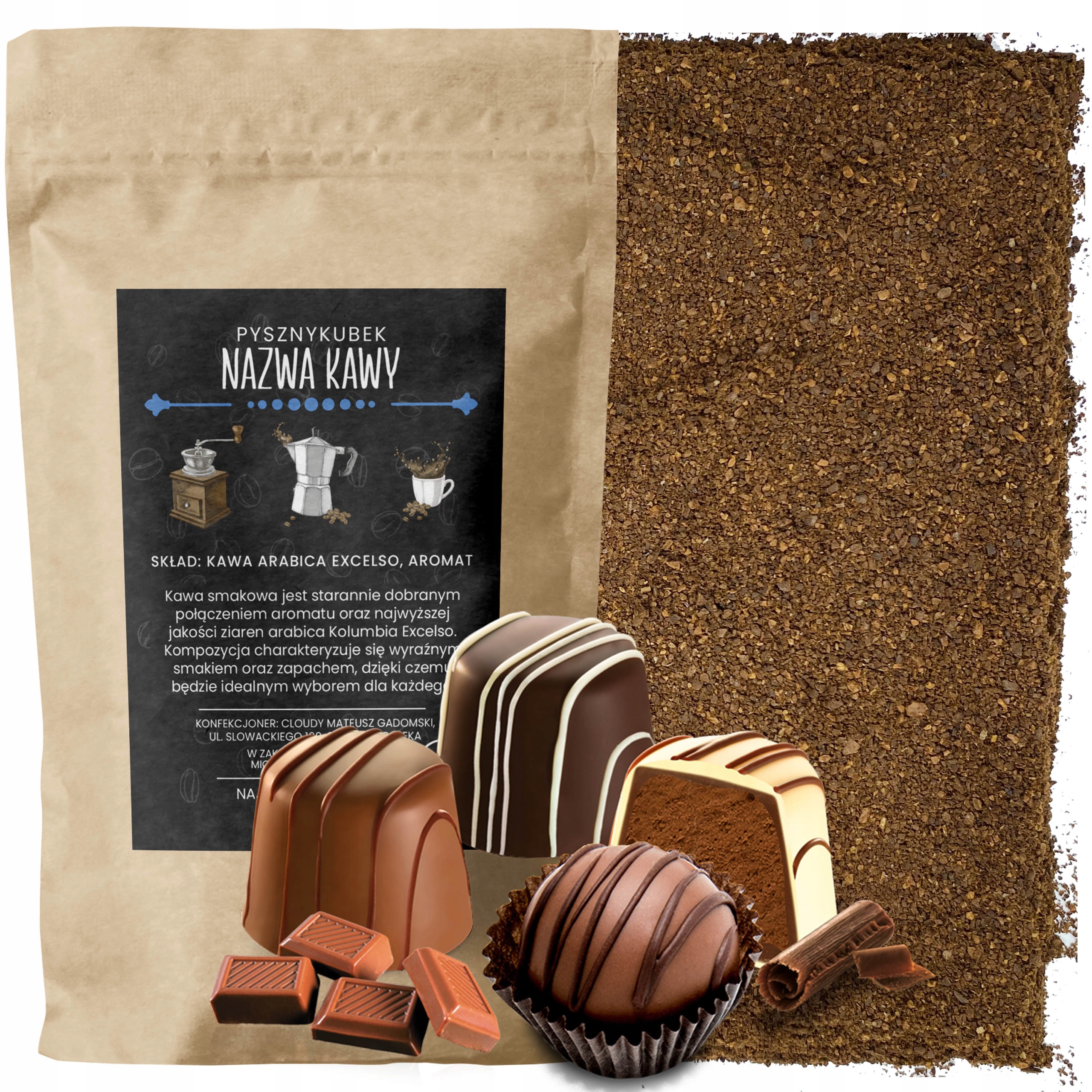 Kawa Mielona smakowa Belgijskie Praliny 1000G 1KG