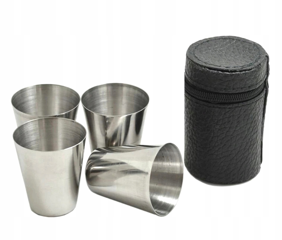 KIELISZKI TURYSTYCZNE KPL 4 SZTUKI KIELISZKI STALOWE 30 ml ETUI