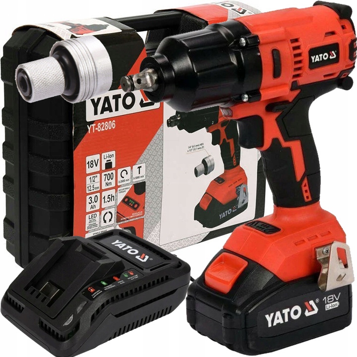 Yato Rázový Uťahovák Bezkartáčová Skrutkovačka 18V 1/2'' 700 nm 3Ah YT-82806