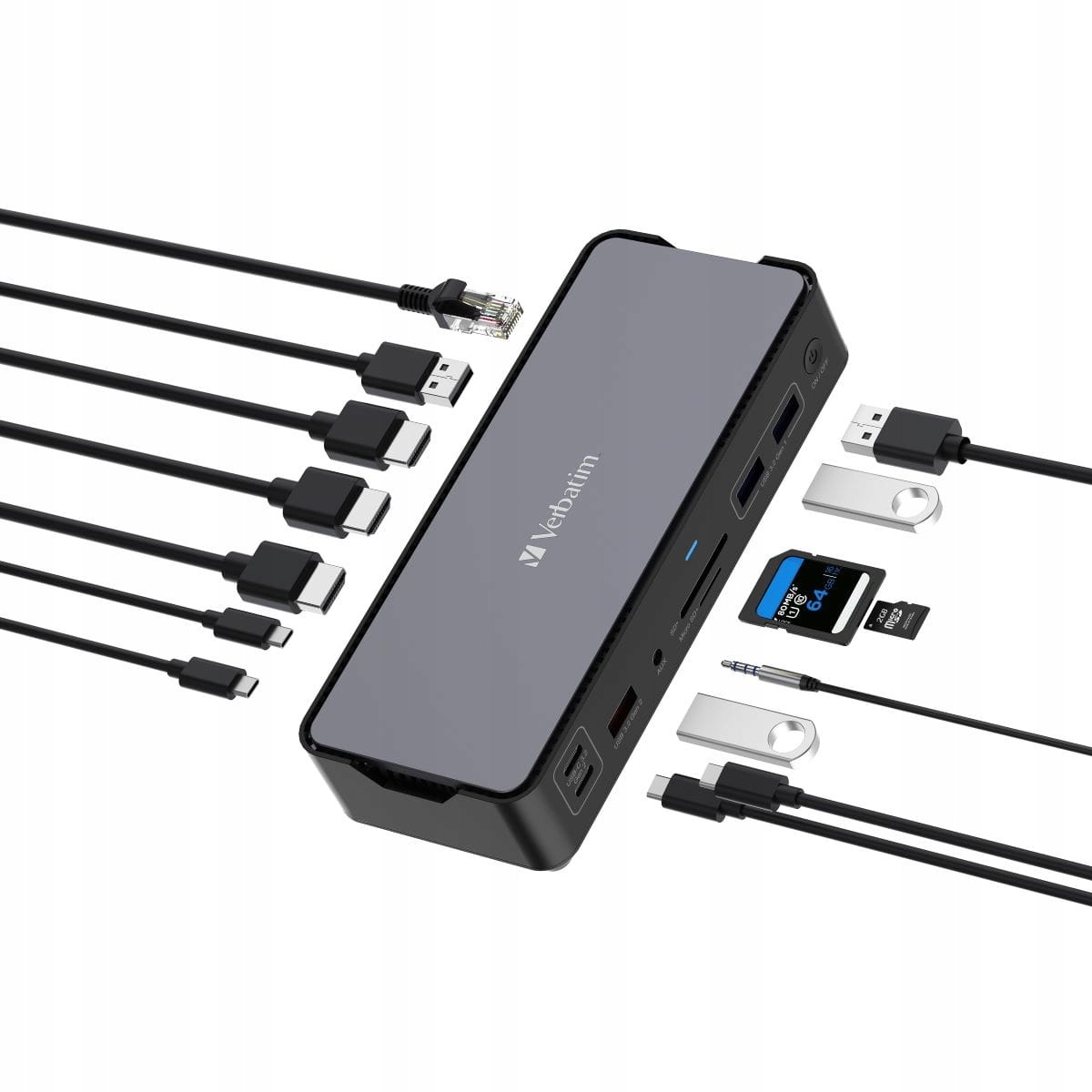 Verbatim Usb-c Pro Dokovací Stanice 15 Portů 2X Usb-c GEN2 1x Usb-a 2x Hdmi