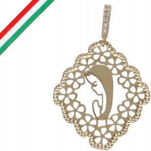 Zlatý medailonek 585 Křest Matka Boží květ 1,28 g Svaté Přijímání jako dárek 14kt