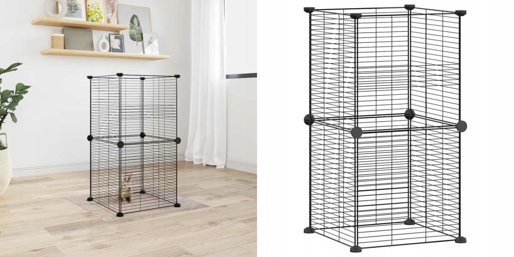 Levně Černá, Klec pro zvířata, 8 panelů, ocelová, 35 x 35 cm