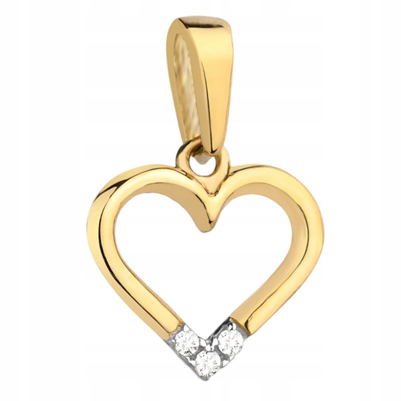 Zlatý Přívěsek pr. 585 Srdce s zirkony 14k