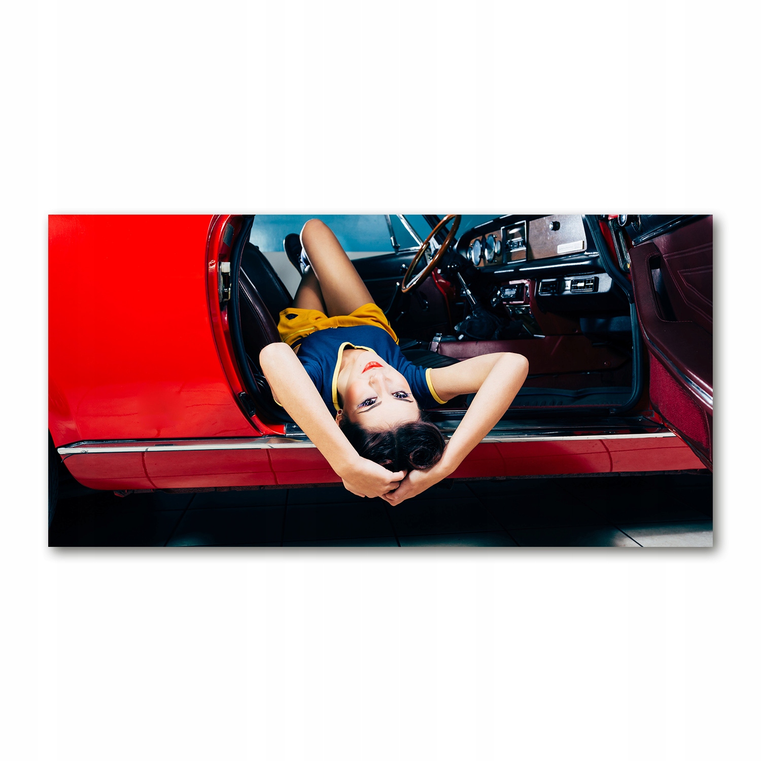 

Foto obraz akryl zdjęcie Kobieta w aucie 120X60 cm