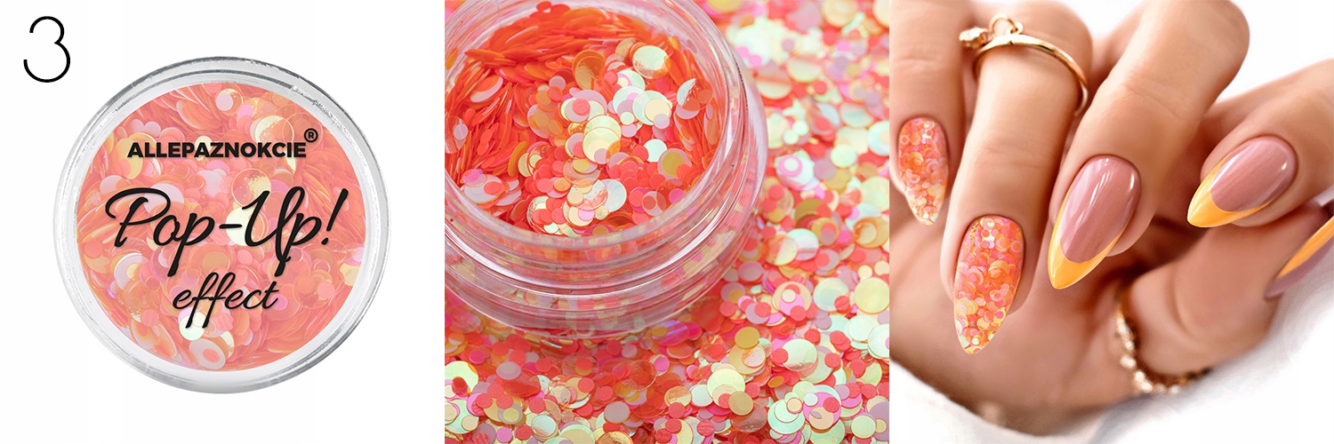 OZDOBY DO PAZNOKCI POP UP EFFECT DROBINKI CEKINY Rodzaj Pyłek