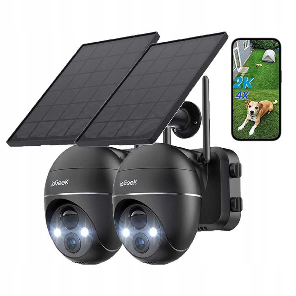 2 polohy Bezpečnostní kamera Bezdrátová solární kamera Ptz kamera 2K