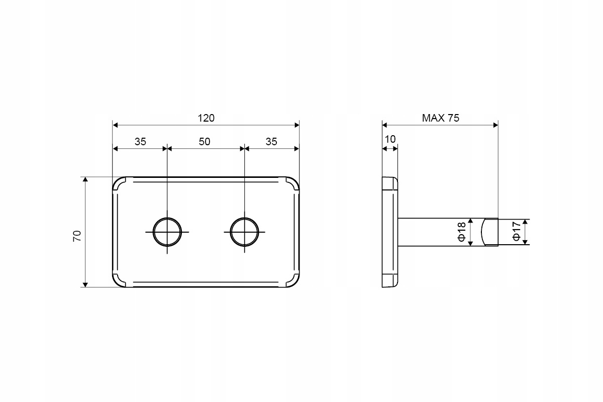 EXCELLENT ROZETA ZESTAW MASKUJĄCY DO GRZEJNIKA CHROM Wysokość 70 mm