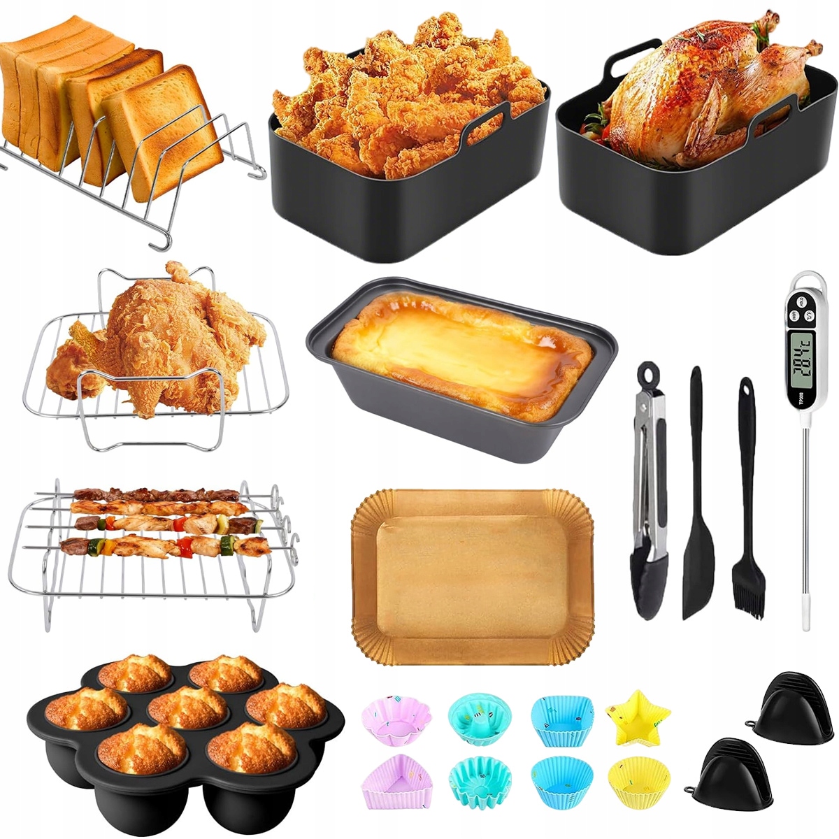 Zestaw Akcesoriów Do Frytownicy 26SZT Silikonowy Do Mikrofali I Piekarnika