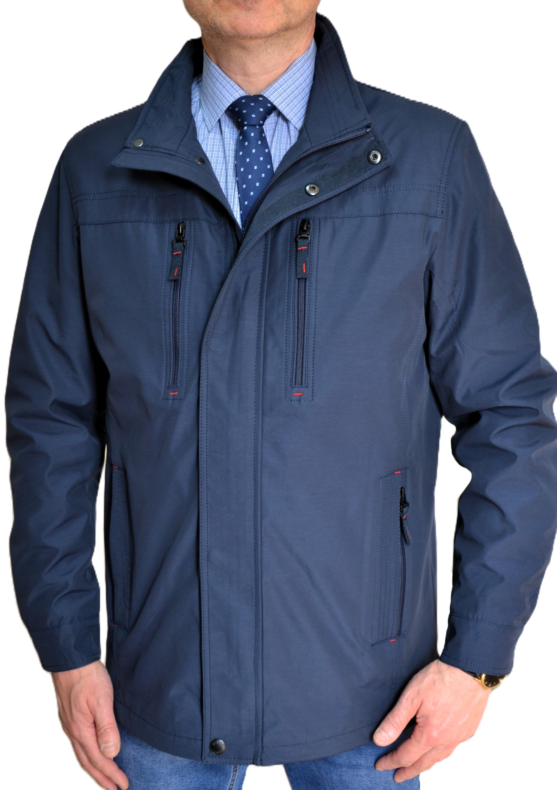 Pánská jarní letní bunda Bavlna Jednoduchá kvalita L Námořnická Modrá